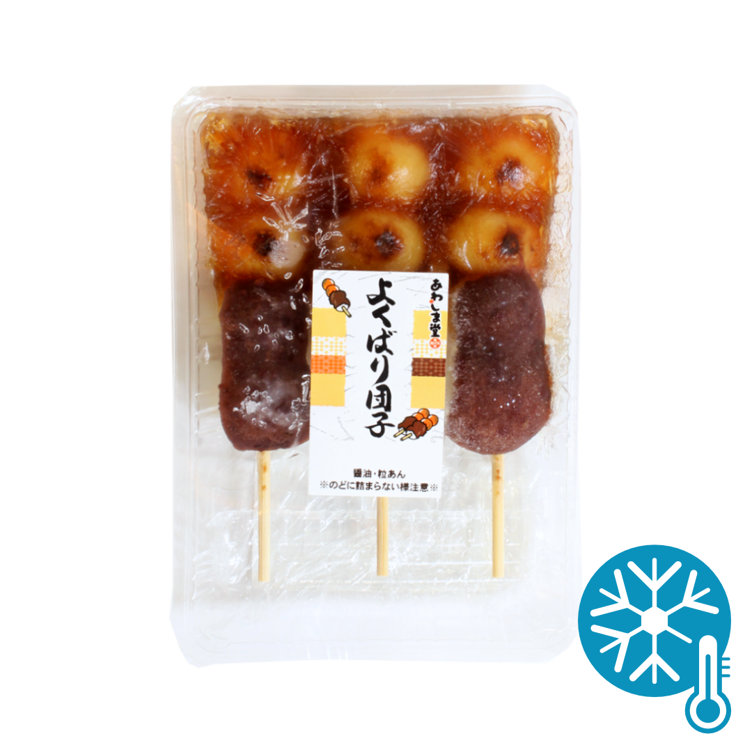 AWASHIMADO dango mochi with sweet soy sauce and red beans 3pcs Yokubari 156g