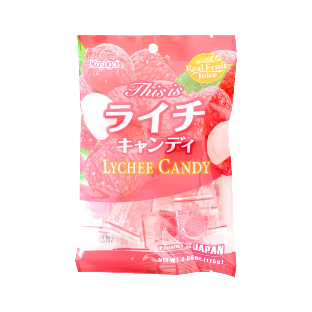 KASUGAI Lychee Candy 115g  MHD:13.12.2023